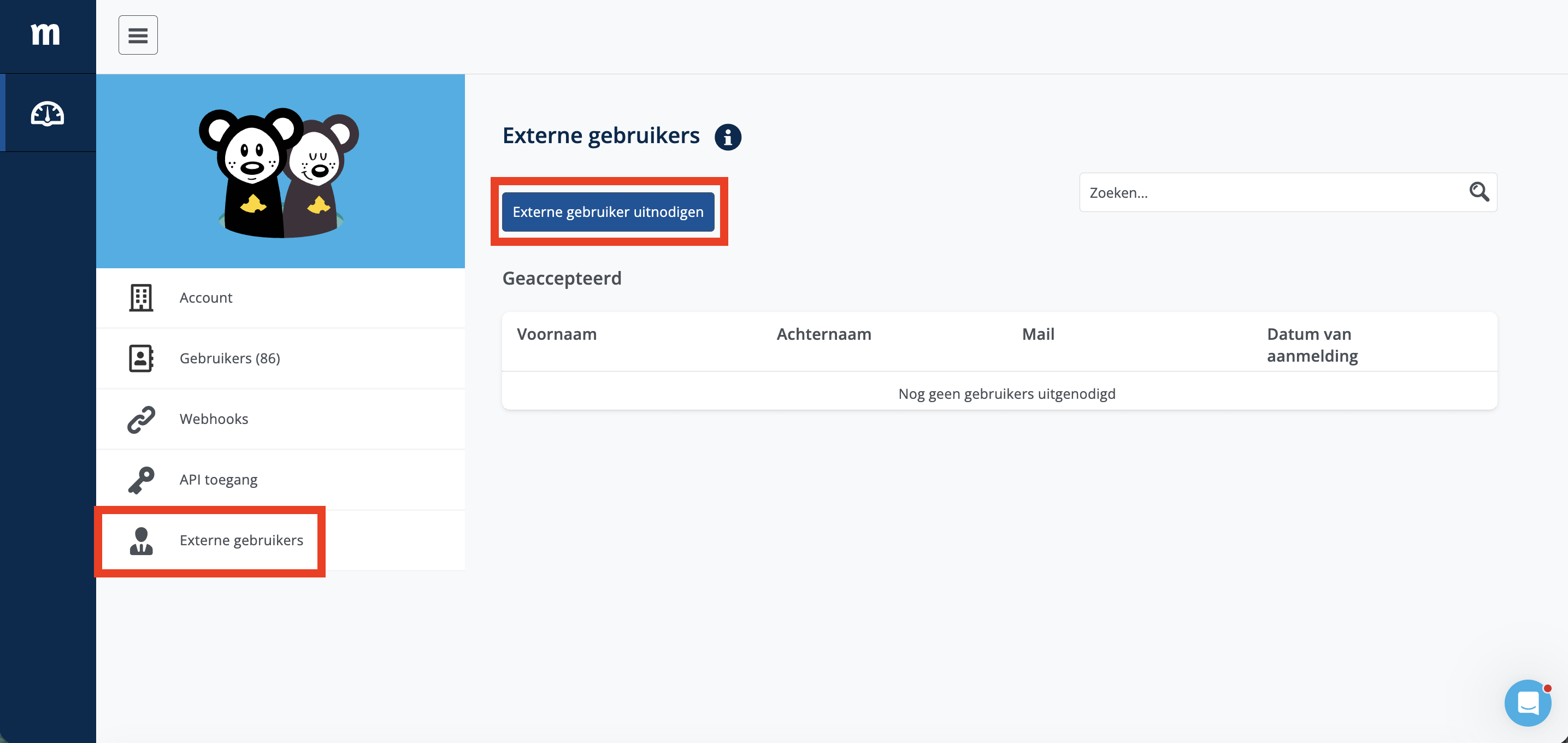 Externe gebruikers toevoegen