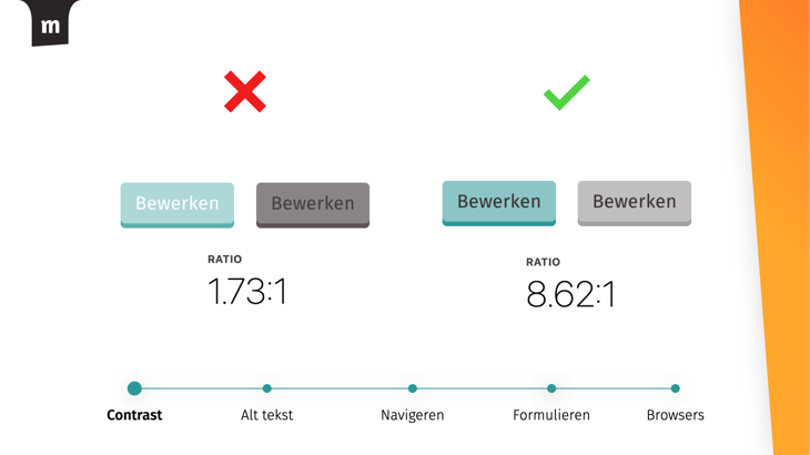 Afbeelding kleurcontrast knoppen op de website
