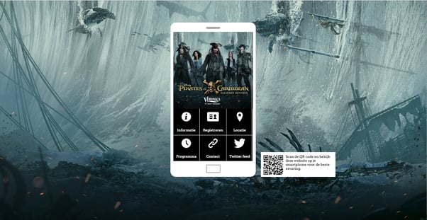 Event website voor de première van 'Pirates of the Caribbean'